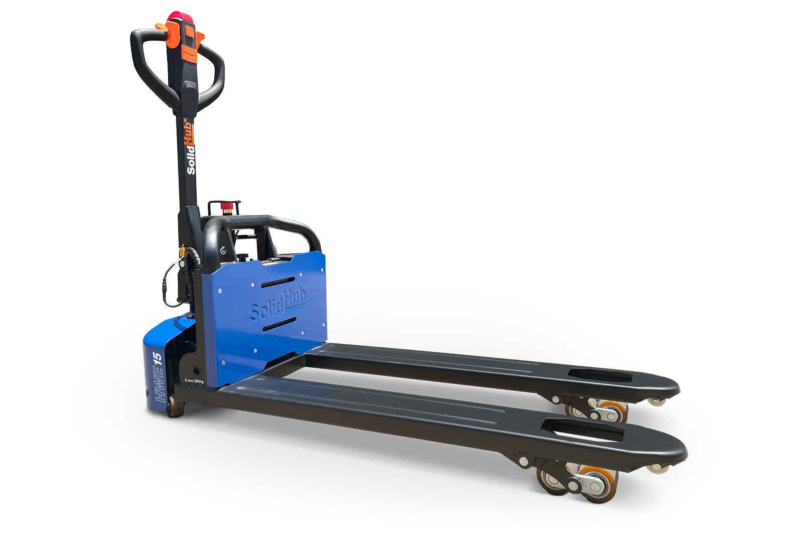 Transpalette électrique Li-Ion HWE15, Lithium-Ion 24 V 25 Ah, Capacité de charge 1.500 kg, longueur de la fourche 1.150 mm, SolidHub