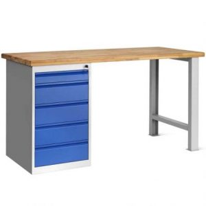 Etabli professionnel L. 1500 mm - Version 1 coffre porteur (5 tiroirs)