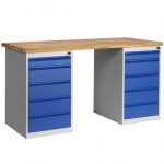 Etabli professionnel L. 1500 mm - Version 2 coffres porteurs (5 tiroirs + 5 tiroirs)